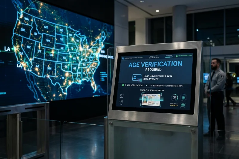 A conceptual image of digital age verification for online access.