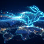 A digital concept art representing Bunny.net's high-speed global content delivery network.