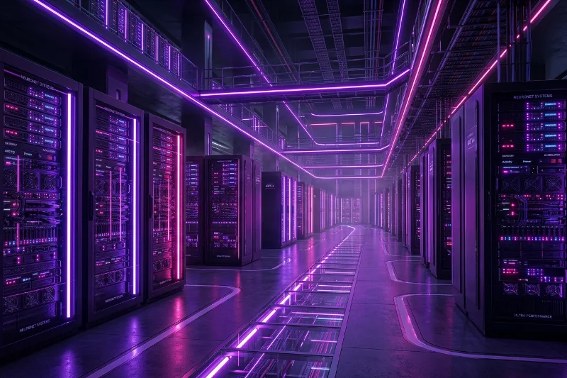 High-performance cloud VPS server racks for adult content hosting in a modern data center.
