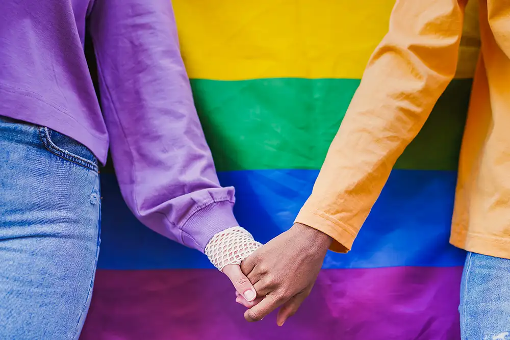 LGBTQ couple holding hands